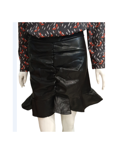Black Short Skirt Faux Leather Chikloka