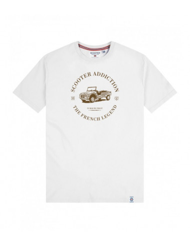 Off-white Men's T-shirt with Old Car...