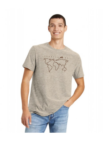 Camiseta Hombre Beige Mapa Mundi