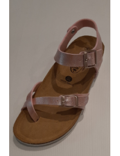 Pink Leather Sandals Velcro...