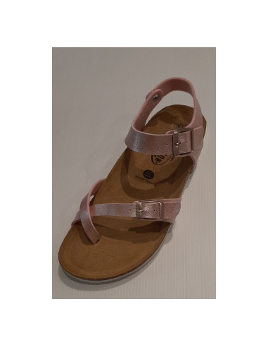 Pink Leather Sandals Velcro Closure...
