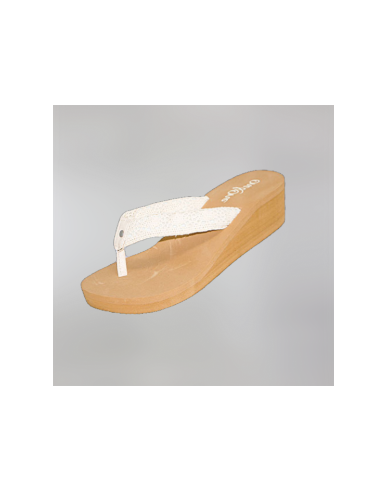 Chanclas De Cuña Neopreno Beige Encaje